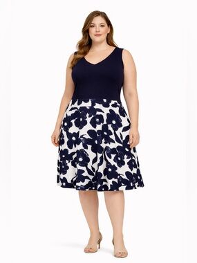 Blue and white floral dress